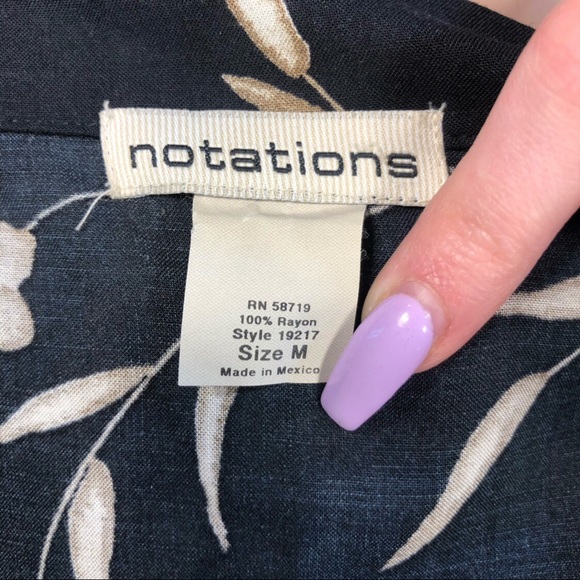 🎉 Aloha! Notations Black Floral Hawaiian Shirt 🎉 - Picture 3 of 3